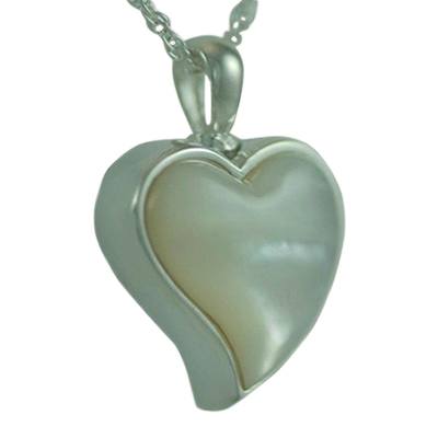 Curved Pearl Heart Keepsake Pendant III